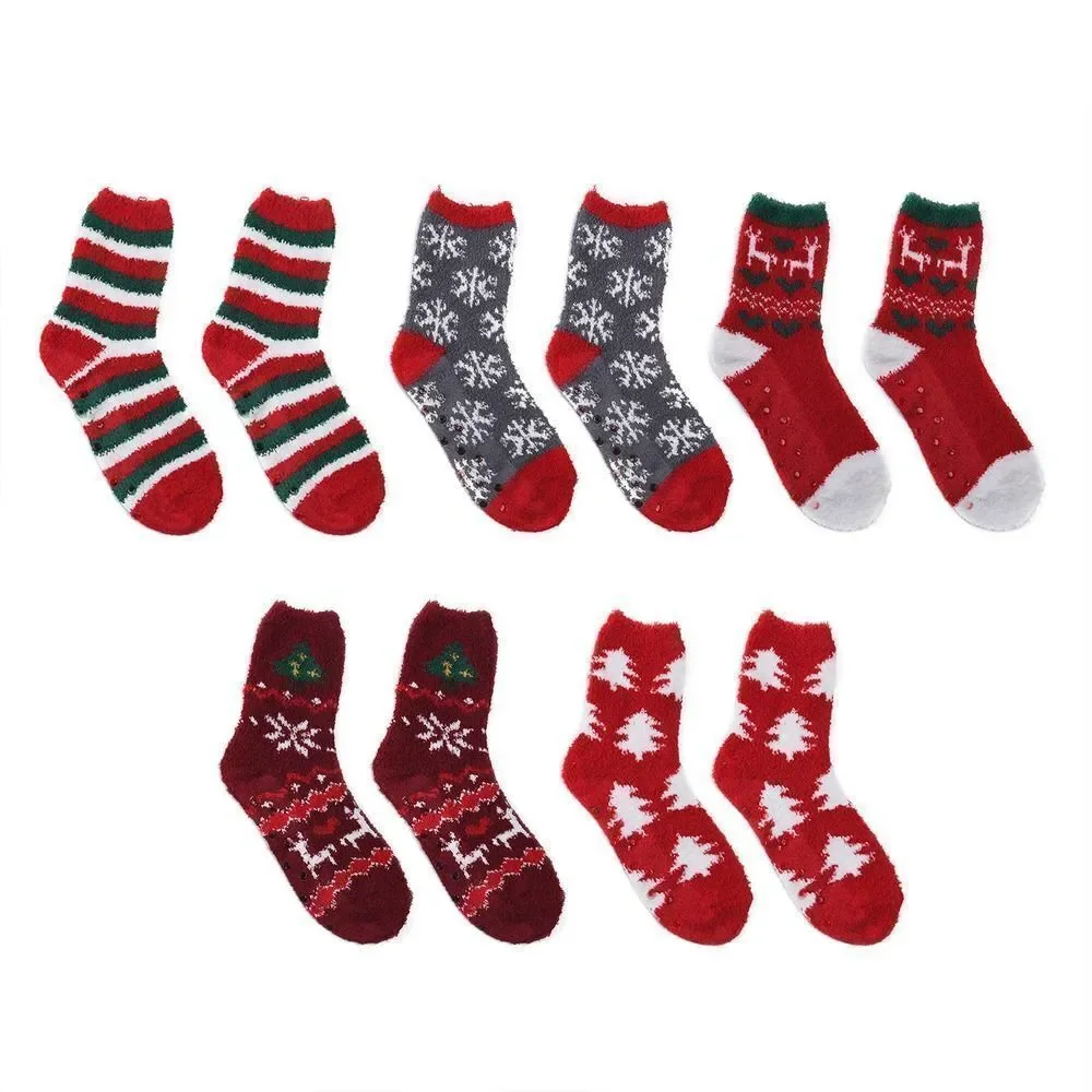 Woven Pattern Jacquard Super Soft & Warm Plush Non-Slip Socks